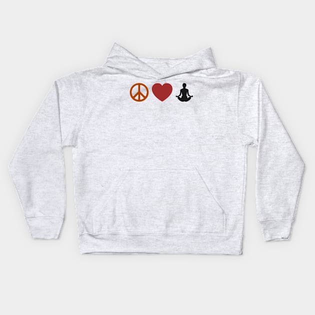 Peace Love Yoga 2 Kids Hoodie by Art by Awais Khan